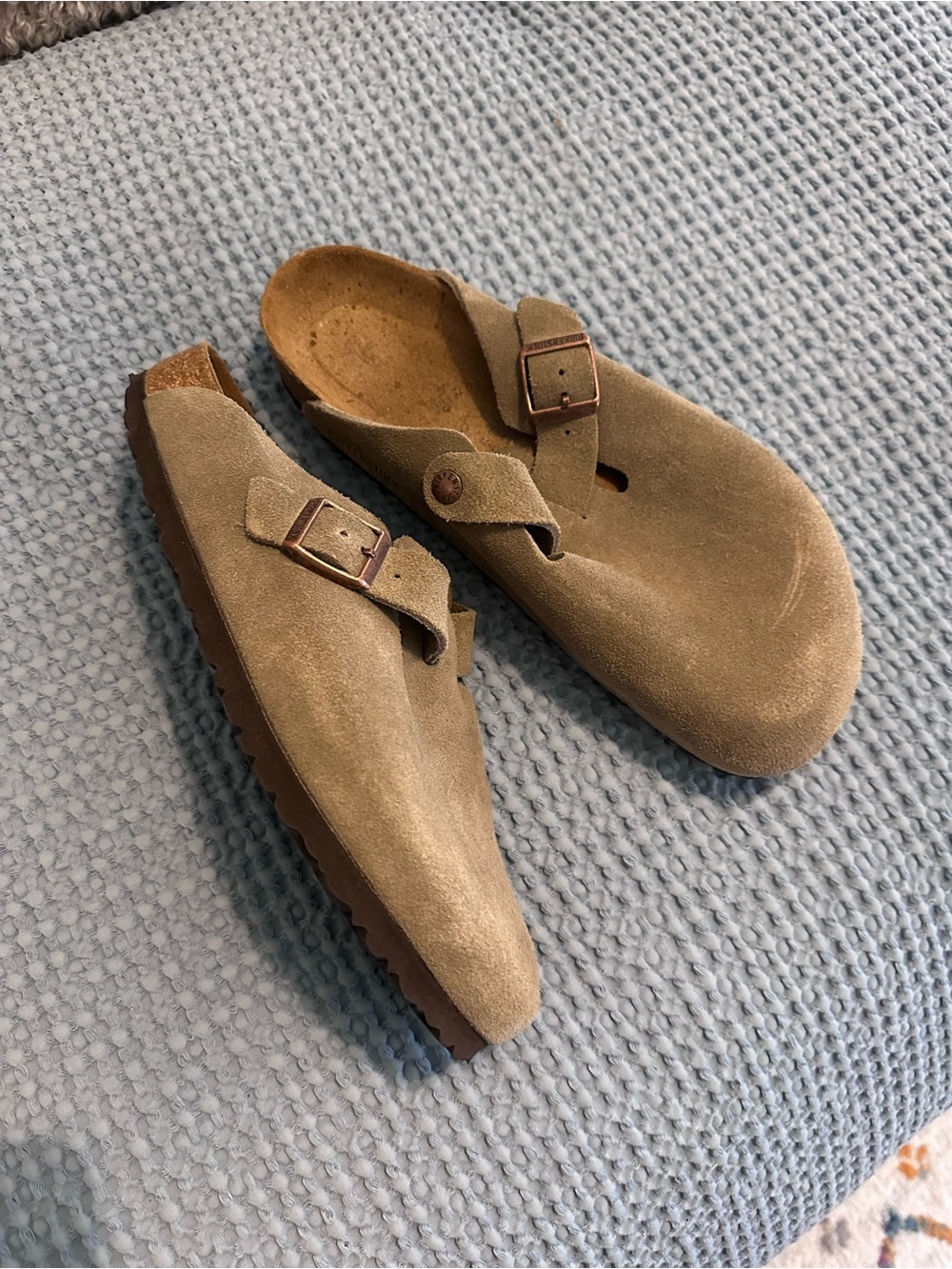 Birkenstock Suede Slip-On Clog with Buckle - Tan Brown